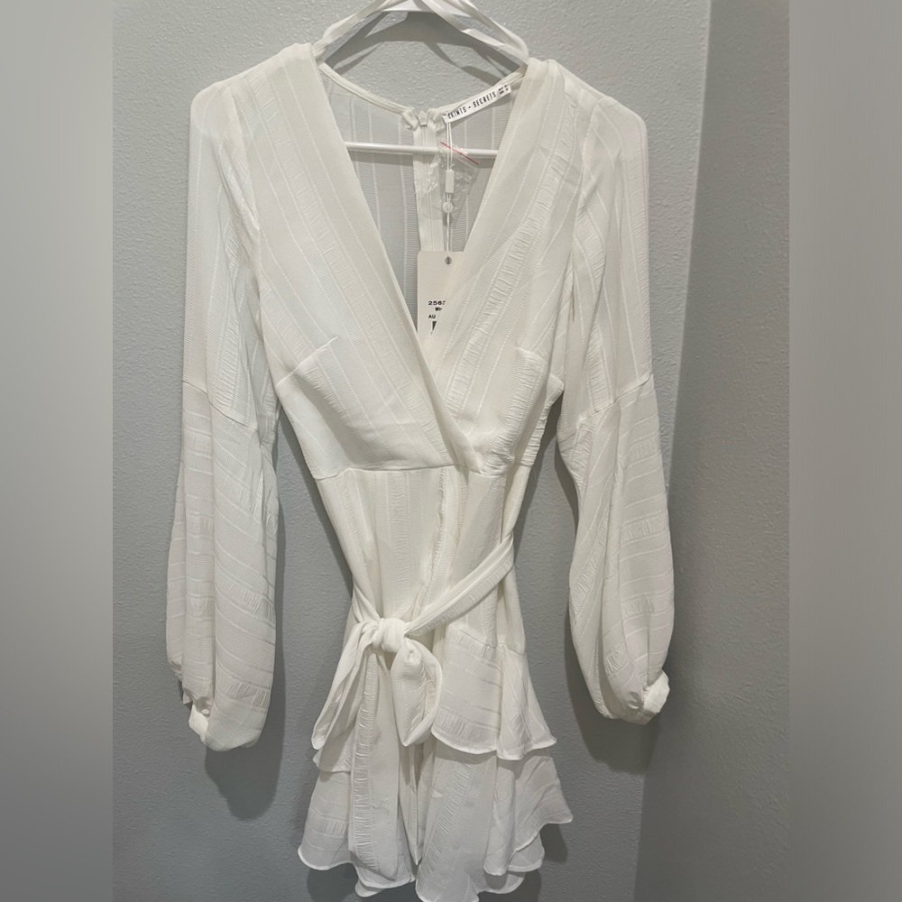 Long Sleeve White Mini Dress from Saint + Secrets